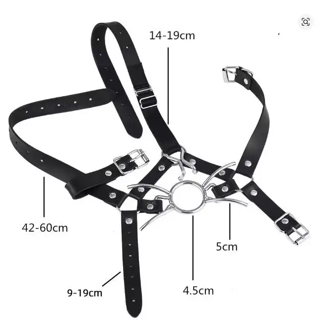 O Ring Open Mouth Spider Gag Ball,Muzzle Bondage Gear,BDSM Leather Harness Mask Blindfold,Sex Toys For Couples thumbnail 3