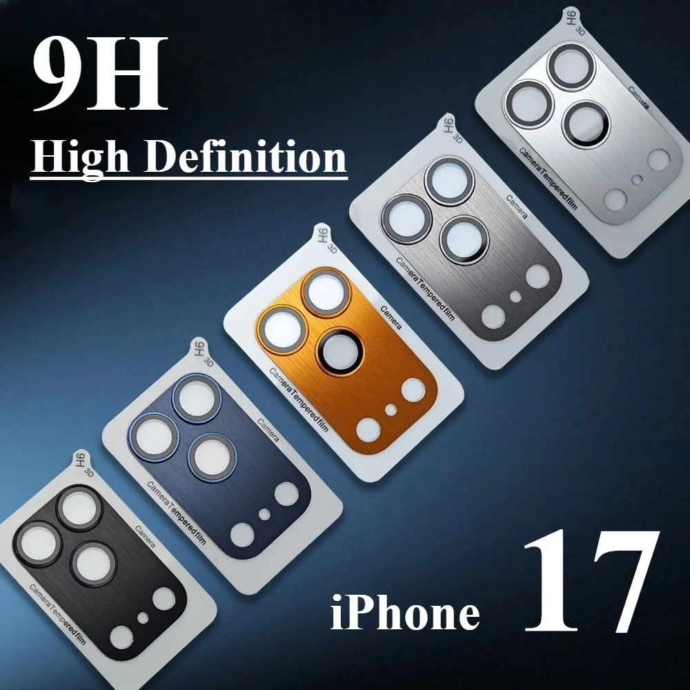 9H HD Armor Camera Lens Protector For IPhone 17 Pro 17 Pro Max Aluminum Metal Ring Lens Tempered Glass Film Case Cap thumbnail 3