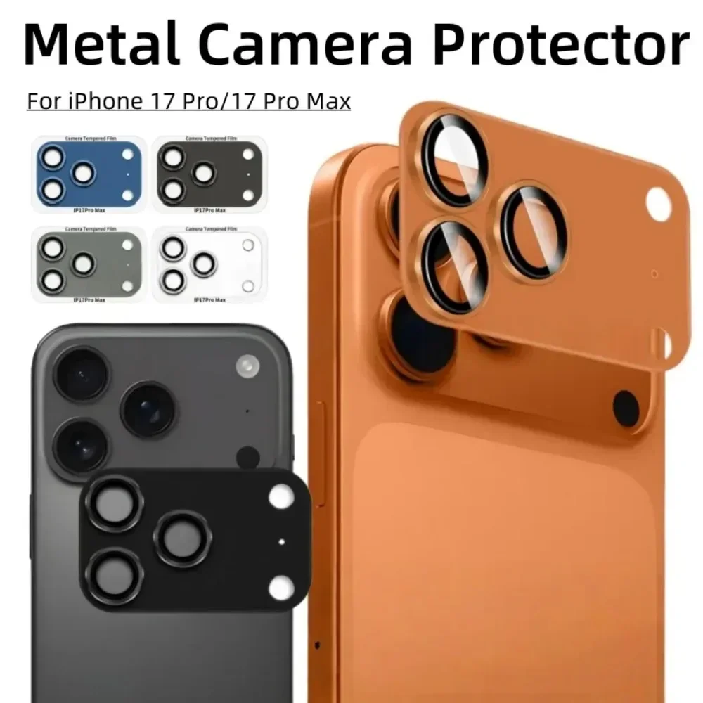 9H HD Armor Camera Lens Protector For IPhone 17 Pro 17 Pro Max Aluminum Metal Ring Lens Tempered Glass Film Case Cap thumbnail 2