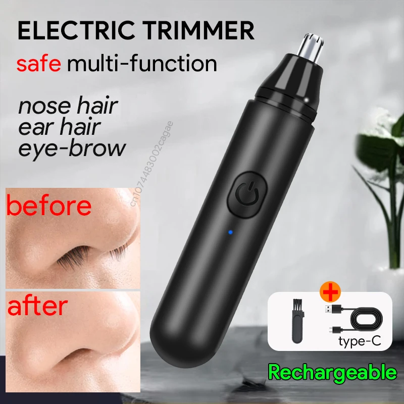 USB charging nose and ear hair trimmer portable electric nose hair clipper mini compact design fast charging For Business Trip thumbnail 2