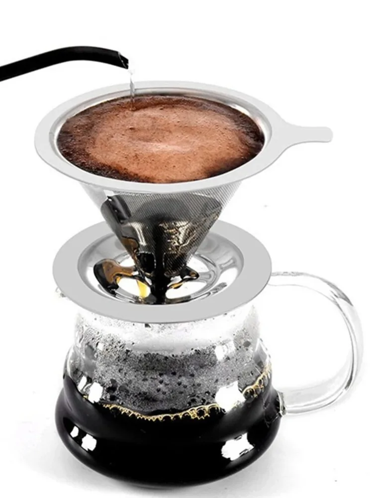 Reusable Coffee Filter Holder Double Layer Stainless Steel Coffee Tea Strainer Coffee Accessories Coffee Making Tool thumbnail 4