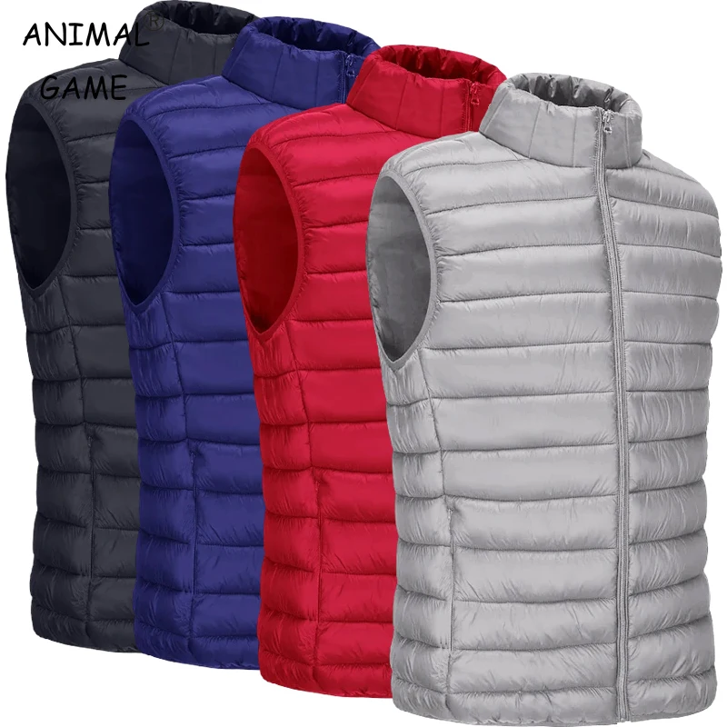 Men's Casual Vest Jackets Lightweight Sleeveless Coats Outdoor Full Zipper Outerwear Down Vest with Zip Pockets Warm Streetwear