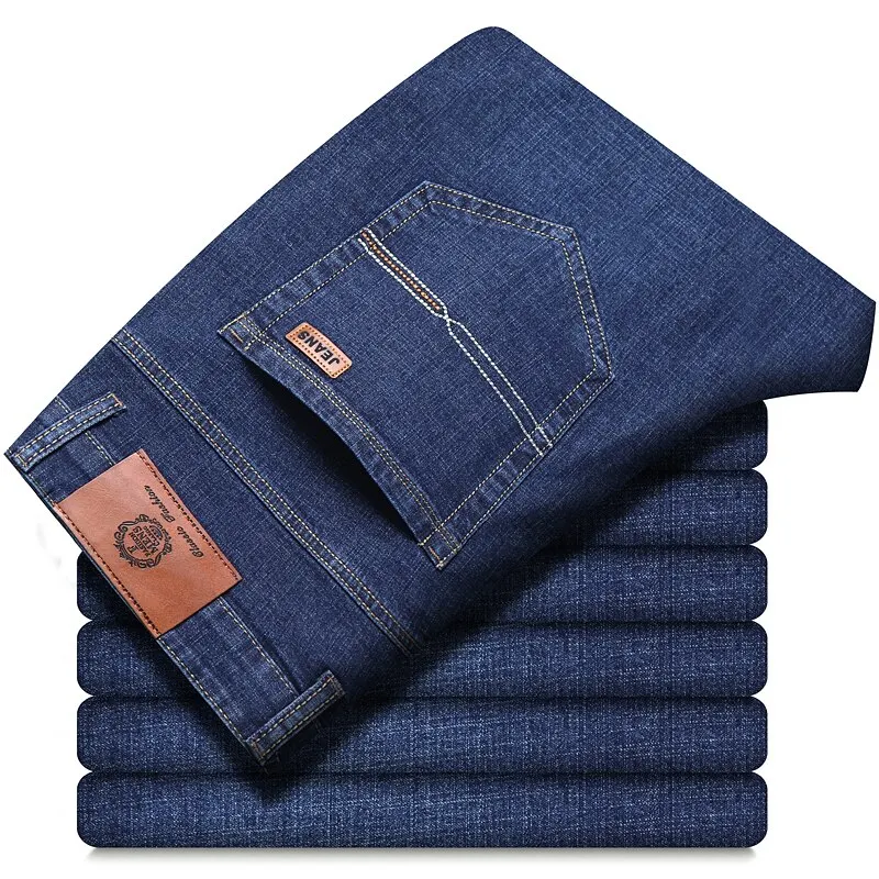Men Fashion Straight Jeans Mens 2025 New Stretch Slim Fit Pants Comfortable Soft Business Denim Trousers Male Brand Clothing thumbnail 4