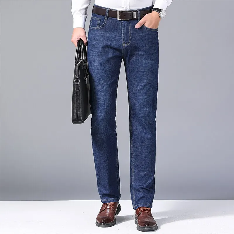 Men Fashion Straight Jeans Mens 2025 New Stretch Slim Fit Pants Comfortable Soft Business Denim Trousers Male Brand Clothing thumbnail 5