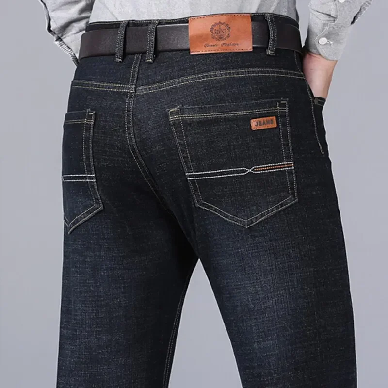 Men Fashion Straight Jeans Mens 2025 New Stretch Slim Fit Pants Comfortable Soft Business Denim Trousers Male Brand Clothing thumbnail 2