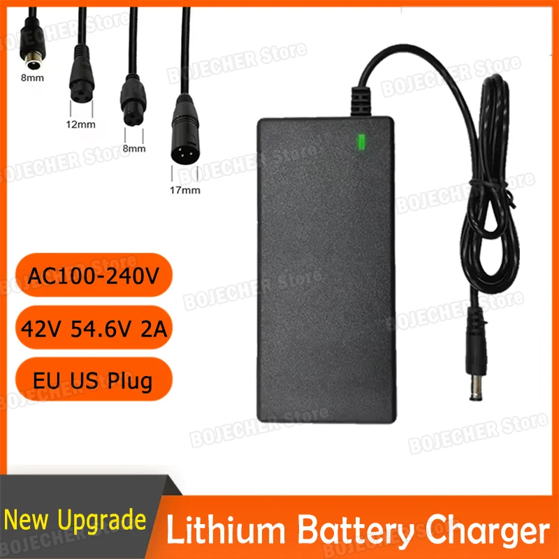 42V 54.6V 2A Lithium Battery Charger AC100-240V 36V 48V 2A Battery Power Adapters For Lithium Battery Pack 5 Plugs EU / US Plug