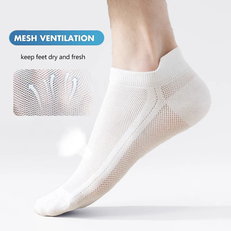 10/20 Pairs Men's Ankle Socks, Breathable Mesh Sports Socks, Casual Athletic Summer Thin Short Socks thumbnail 2