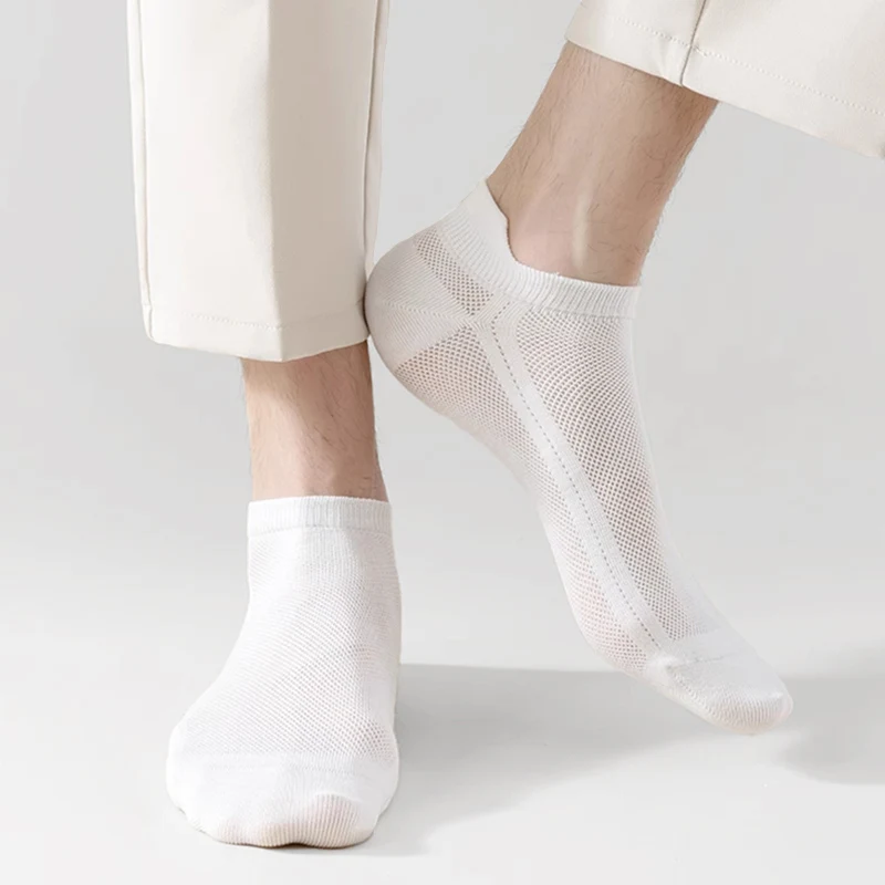 10/20 Pairs Men's Ankle Socks, Breathable Mesh Sports Socks, Casual Athletic Summer Thin Short Socks thumbnail 5