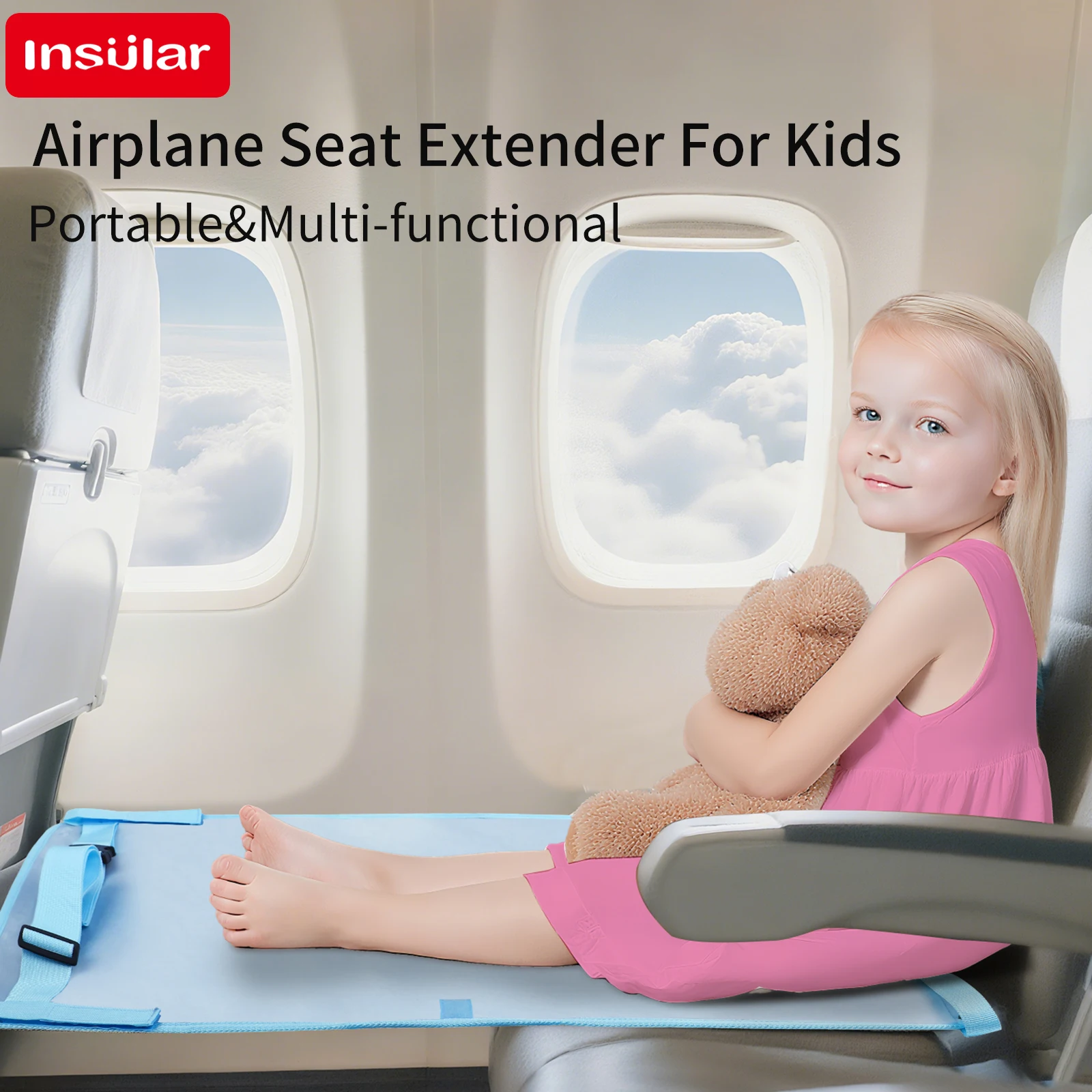 New Arrivals Anti-slip Travel Essentials Hammock Thickened Suede Extension Pad Kids Train Waterproof Airplane Seat Extender 1-3Y