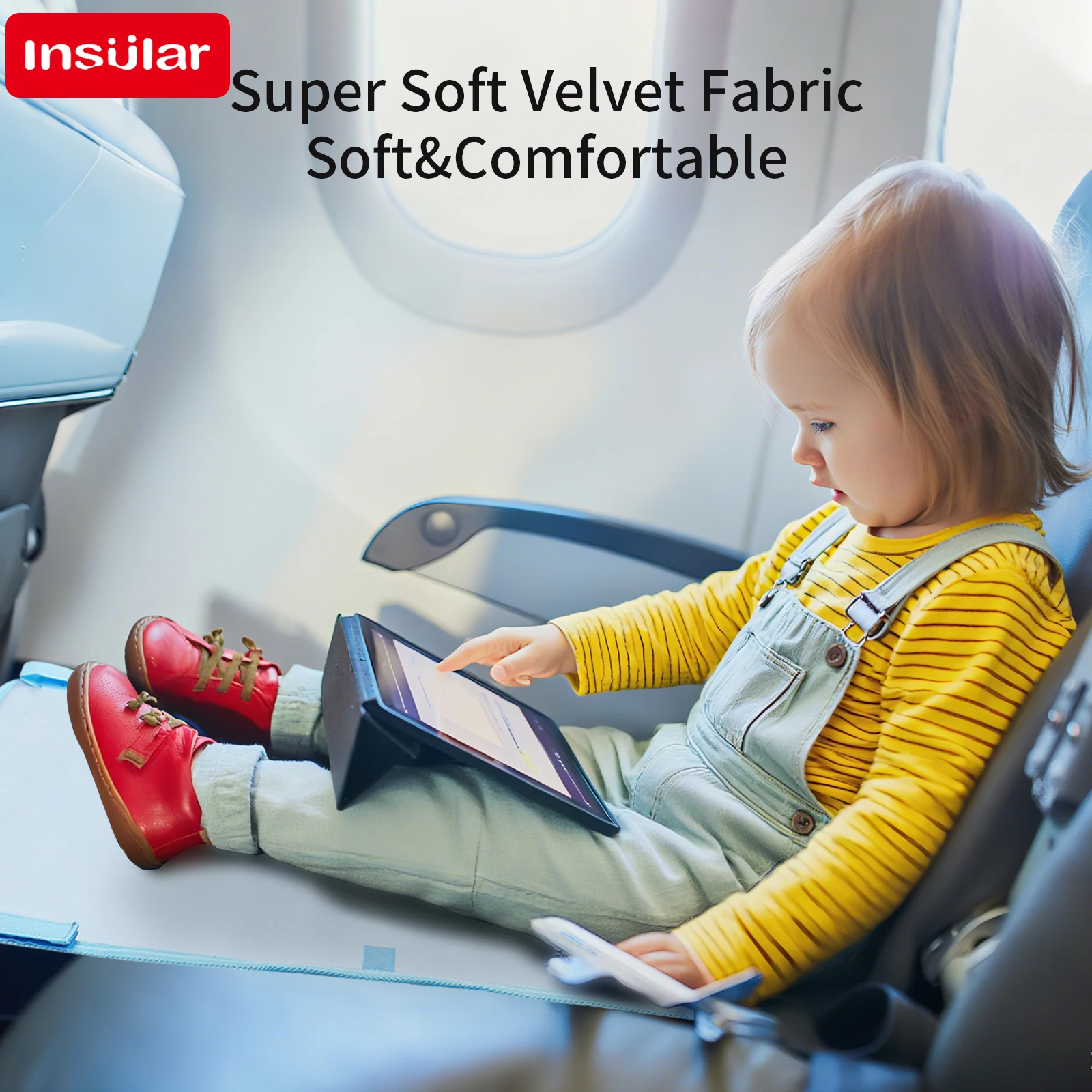 New Child Airplane Seat Extender Travel Essentials Anti-slip Hammock Thickened Suede Extension Pad Kids Train Waterproof 1-3Y