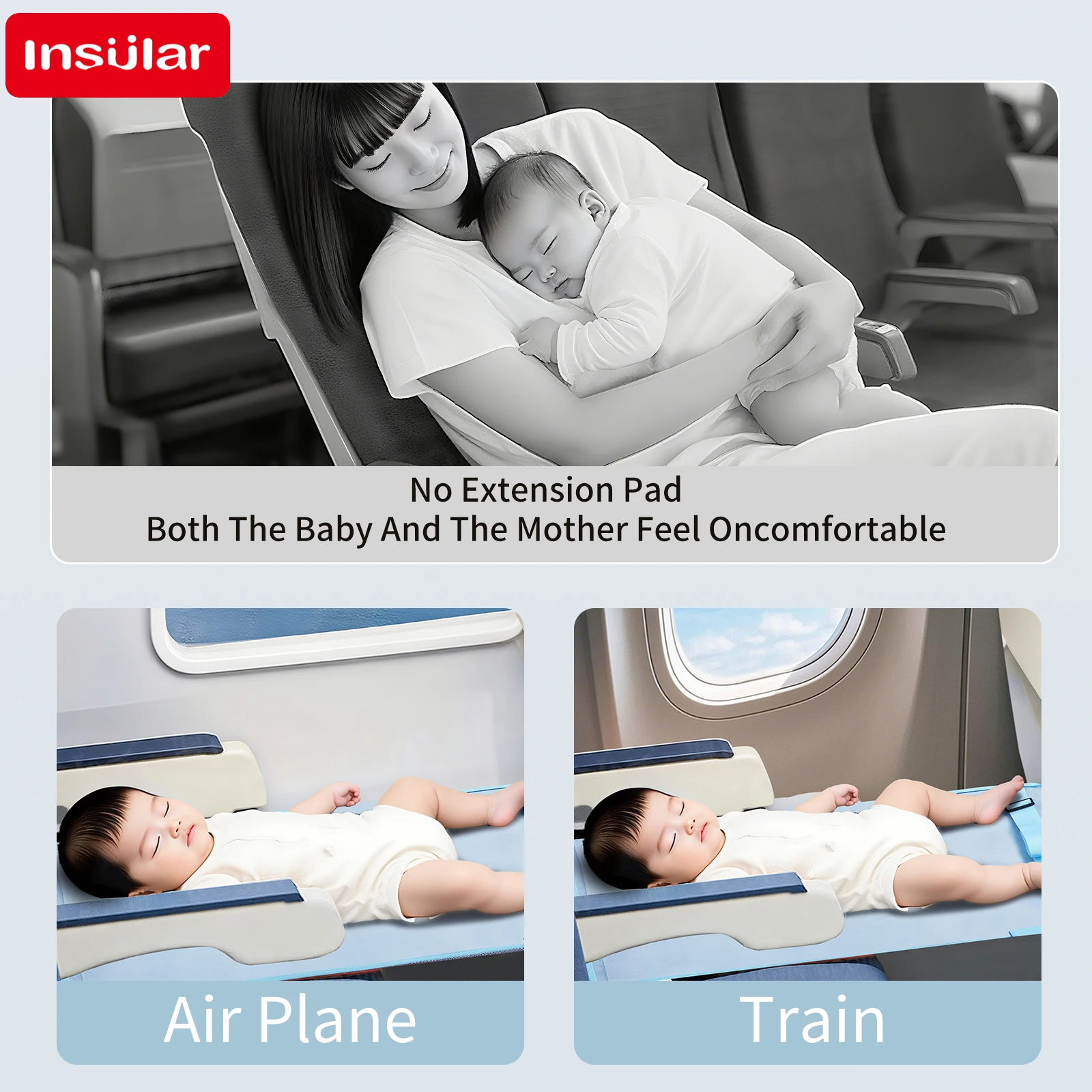 New Child Airplane Seat Extender Travel Essentials Anti-slip Hammock Thickened Suede Extension Pad Kids Train Waterproof 1-3Y thumbnail 2
