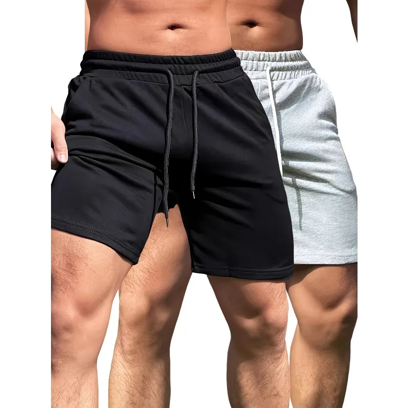 Comfortable cotton shorts men's casual micro-elastic elastic belt drawstring shorts fitness training comfortable and fashionable thumbnail 2