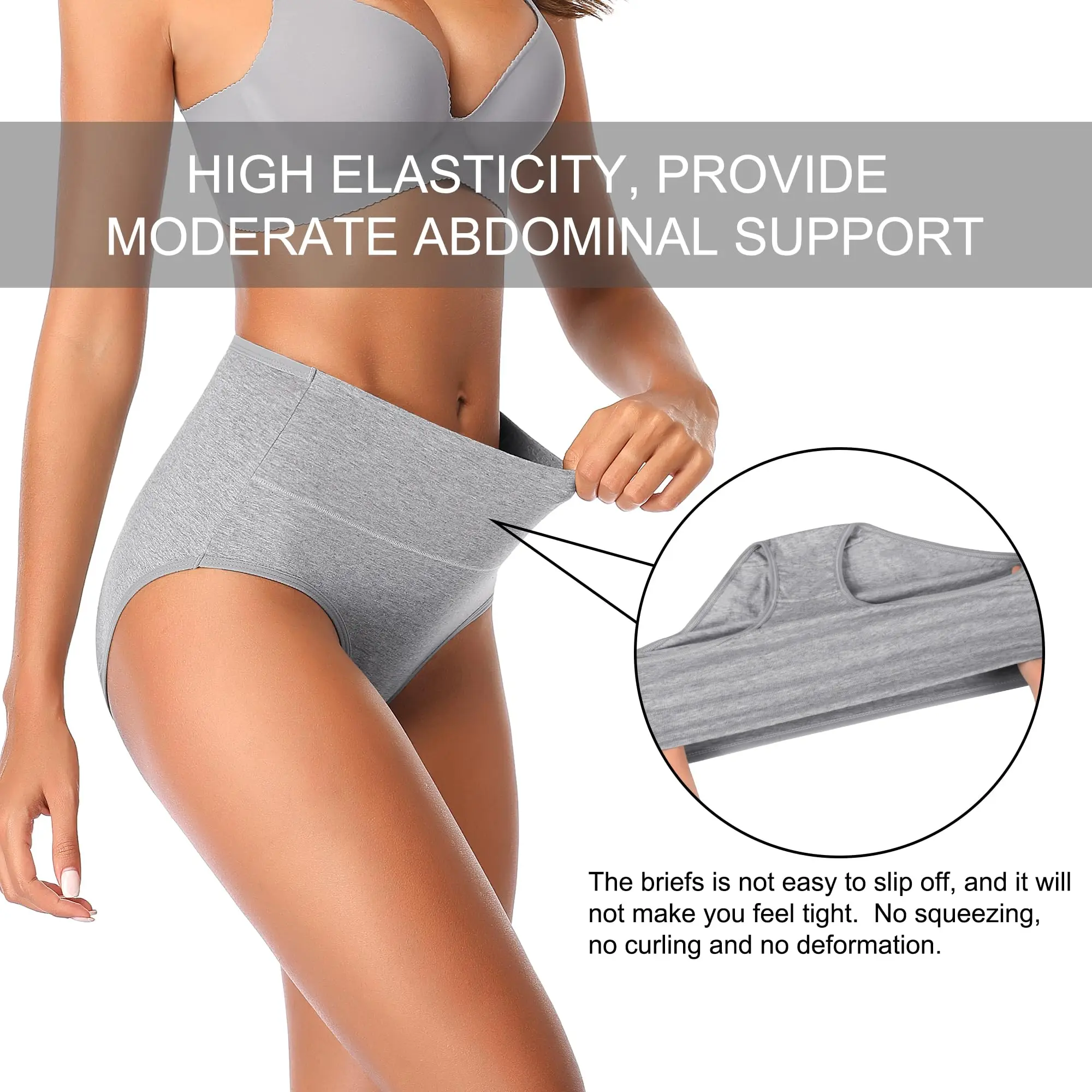4Pcs High Waisted Underwear for Women Tummy Control Full Coverage Cotton Ladies Panties Soft Stretch Briefs thumbnail 2