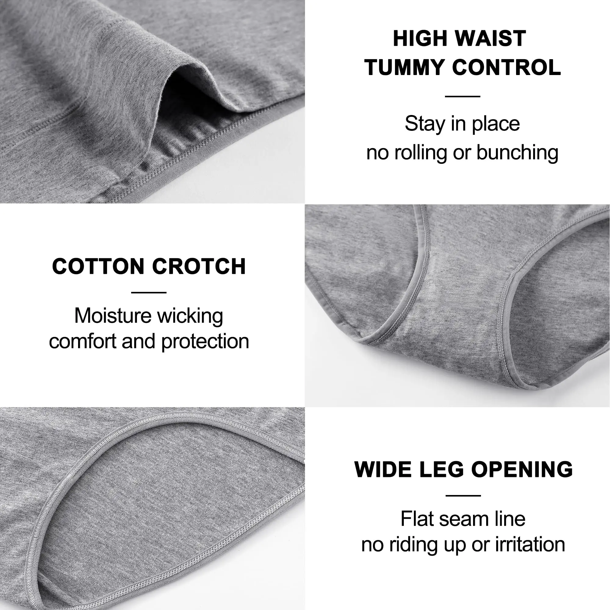 4Pcs High Waisted Underwear for Women Tummy Control Full Coverage Cotton Ladies Panties Soft Stretch Briefs thumbnail 5