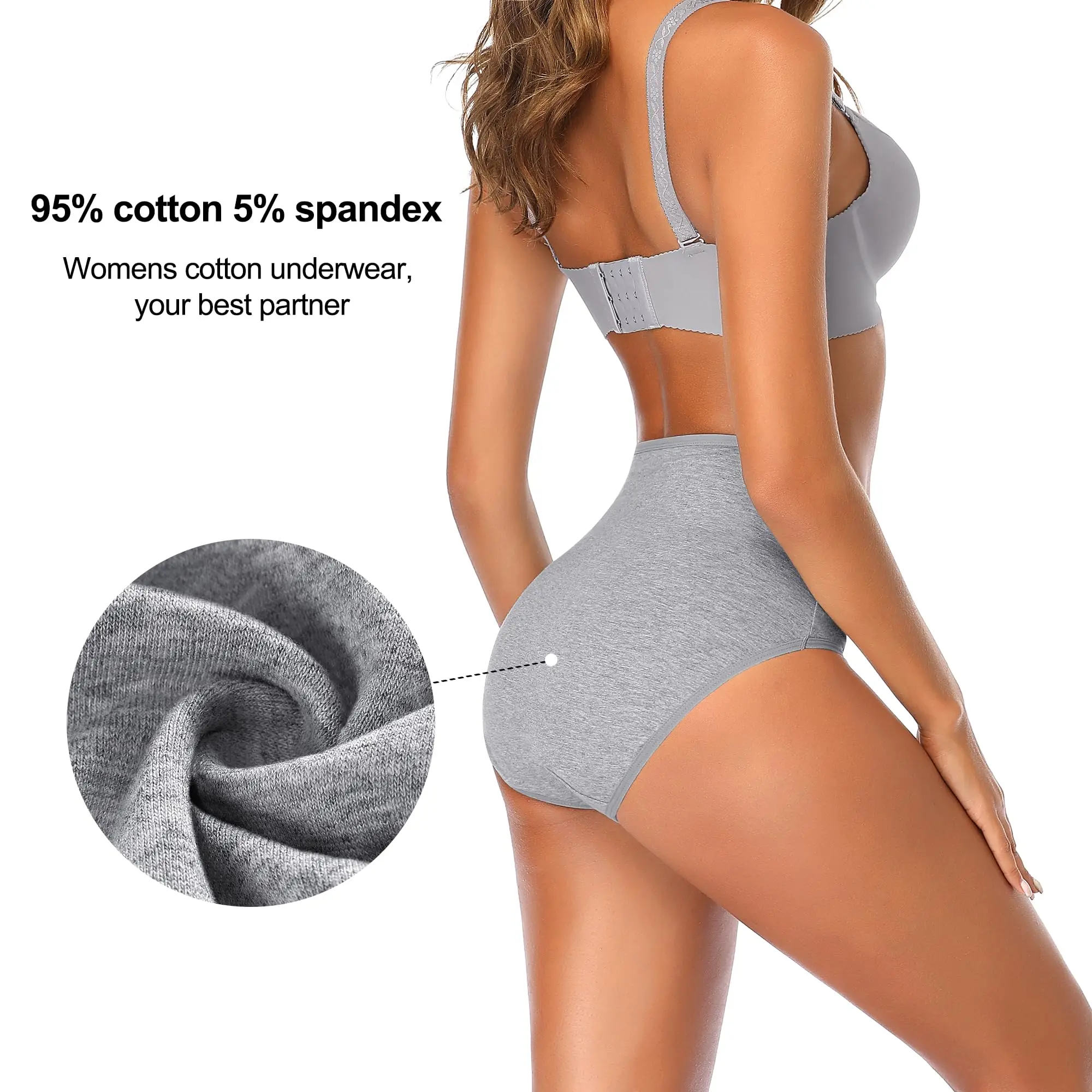 4Pcs High Waisted Underwear for Women Tummy Control Full Coverage Cotton Ladies Panties Soft Stretch Briefs thumbnail 3