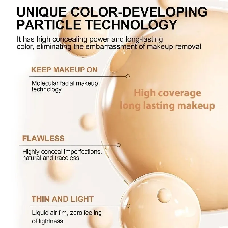 4 in 1 Foundation Liquid Hydrating Medium Full Coverage Concealer SPF 50+ Longwearing Waterproof Foundation Natural Face Makeup thumbnail 5