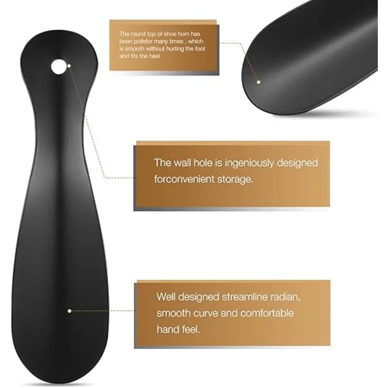 Portable Metal Shoe Horn | Compact Black Shoe Helper for Travel | Easy Slip-On Tool for Men & Women thumbnail 4