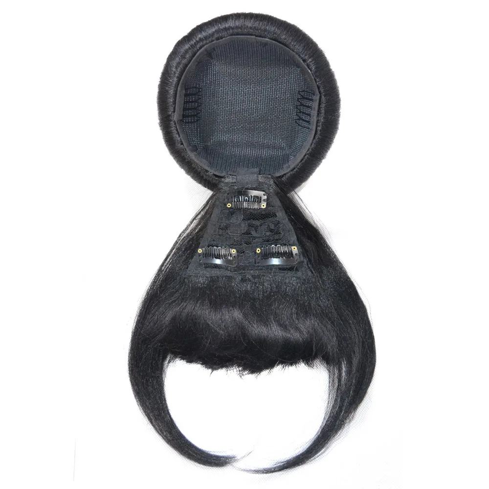 Jeedou Chignon Synthetic Hairpiece Clip On Hair Bun with Bangs Spherical Updo Natural Black Color Easy Wear Fashion for Women thumbnail 4