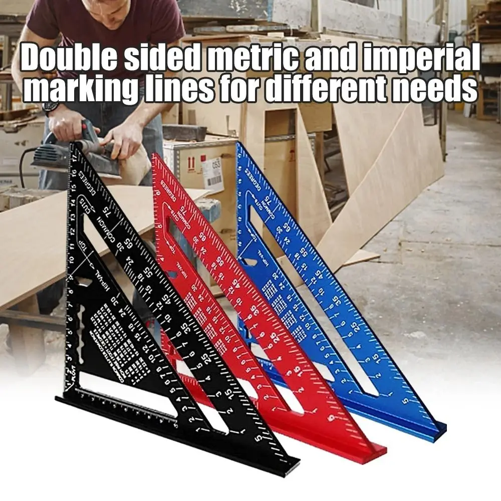 Aluminium Alloy 7Inch Triangle Ruler Inch Metric Angle Ruler Protractor Square Measurement Measurement & Gauging Tools Precision thumbnail 3