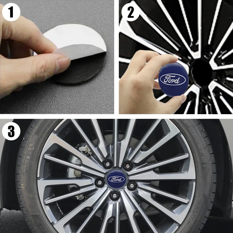 4pcs Car Wheel Center Hub Cap Stickers Badge Logo Emblem Decal Accessories For Ford Focus Fiesta EcoSport ESCORT Mondeo Mustang thumbnail 4