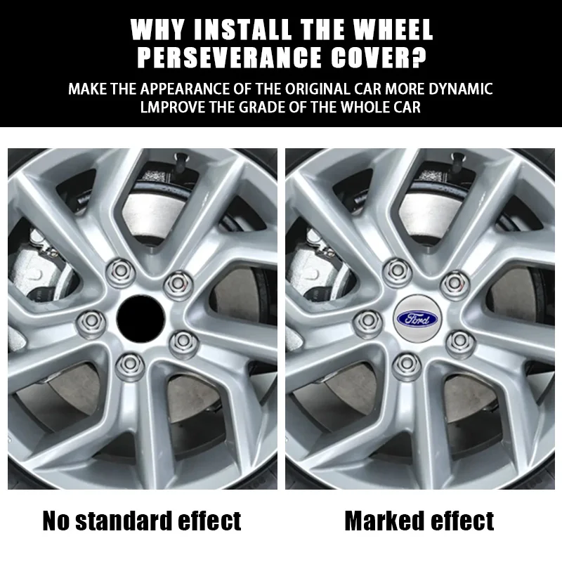 4pcs Car Wheel Center Hub Cap Stickers Badge Logo Emblem Decal Accessories For Ford Focus Fiesta EcoSport ESCORT Mondeo Mustang thumbnail 5