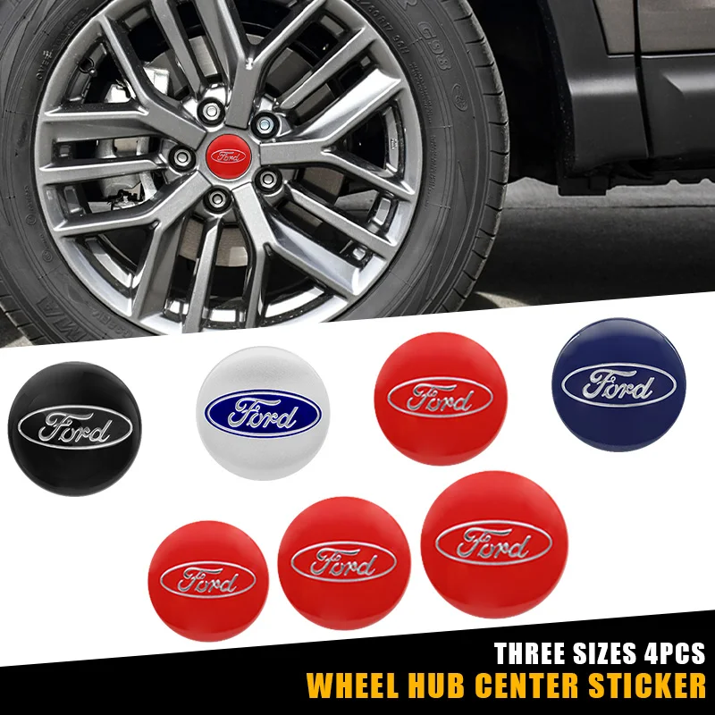 4pcs Car Wheel Center Hub Cap Stickers Badge Logo Emblem Decal Accessories For Ford Focus Fiesta EcoSport ESCORT Mondeo Mustang thumbnail 2