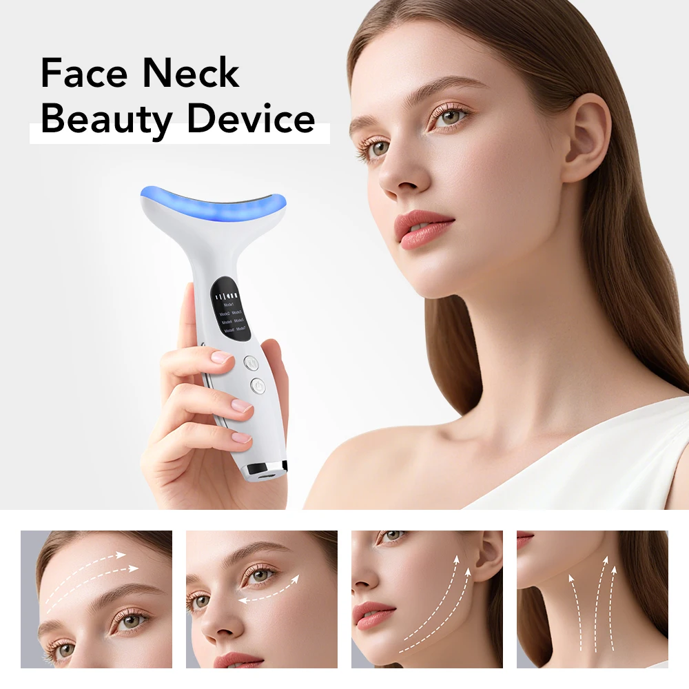  EMS Face Neck Beauty Device 7 Colors LED Light Skin Rejuvenation Tightening Anti Wrinkles Vibration Facial Lifting Massager thumbnail 5
