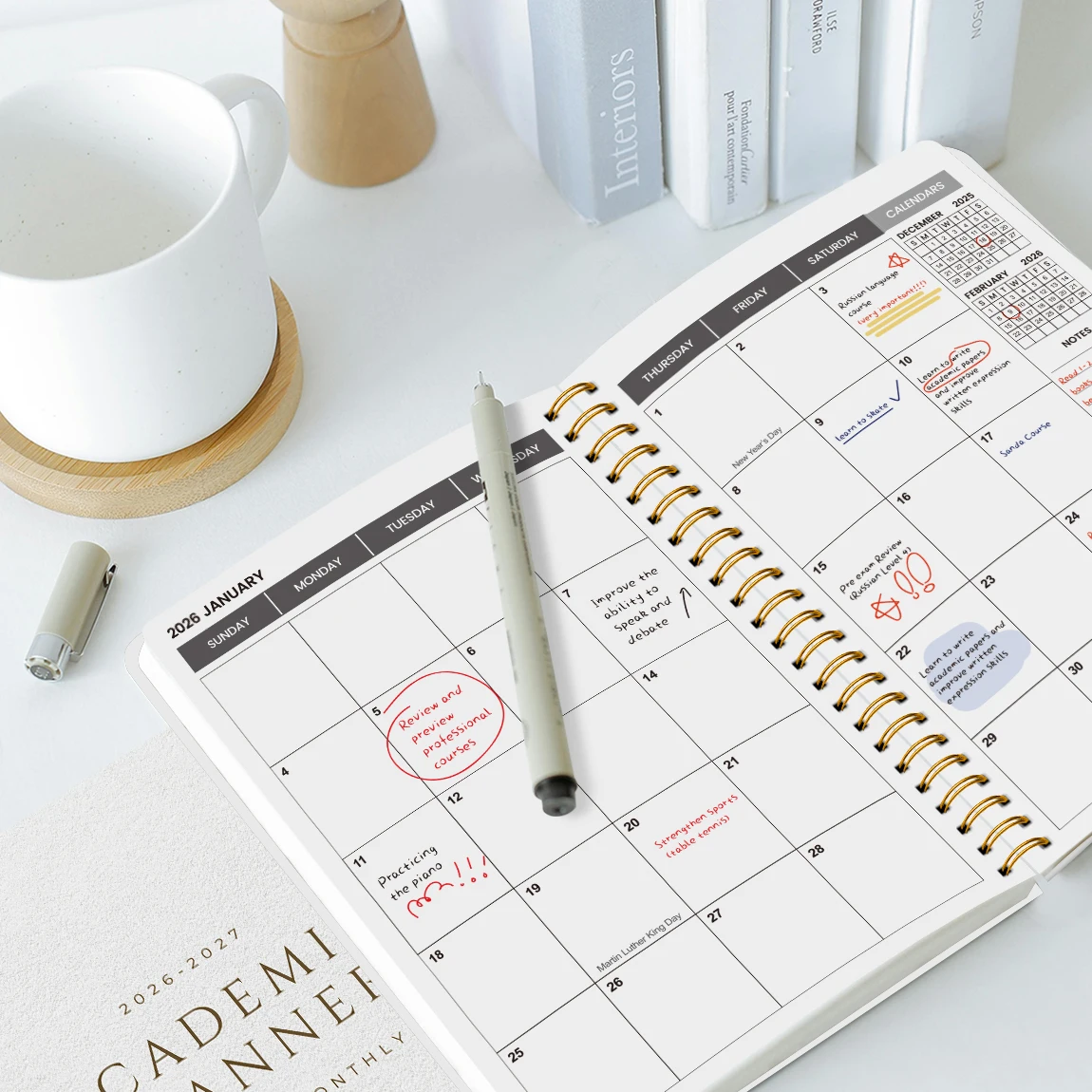 A5 Academic Planner 2026-2027, Weekly & Monthly Spiral Organizer, Student Agenda, Calendar with Notes, School Office Supplies thumbnail 4