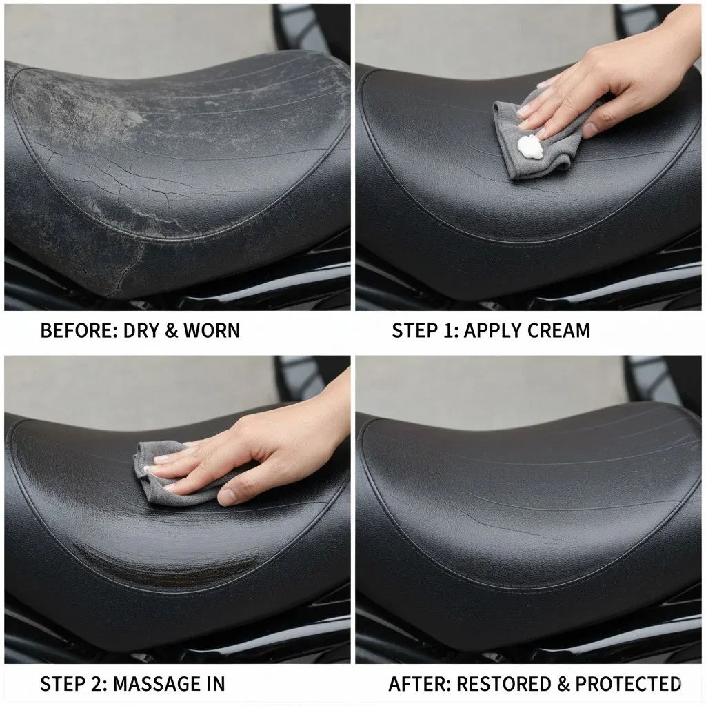 Motorcycle Leather Seat Conditioner Cream | Repair, Polish & Protect Genuine Leather from Sun Wear Cracking & Aging thumbnail 4