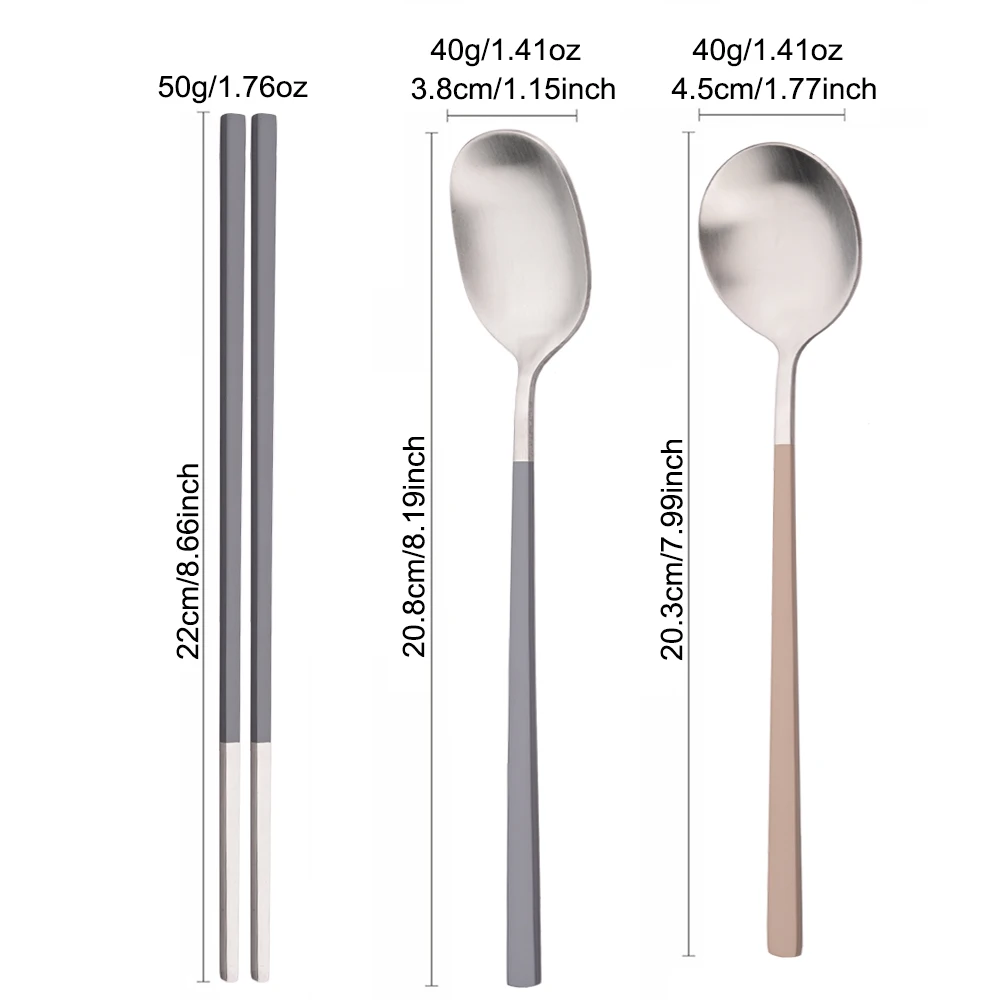 2/8Pcs Silver Dinnerware Set Western Stainless Steel Cutlery Dinner Spoon Sushi Chopsticks Flatware Party Kitchen Tableware thumbnail 3