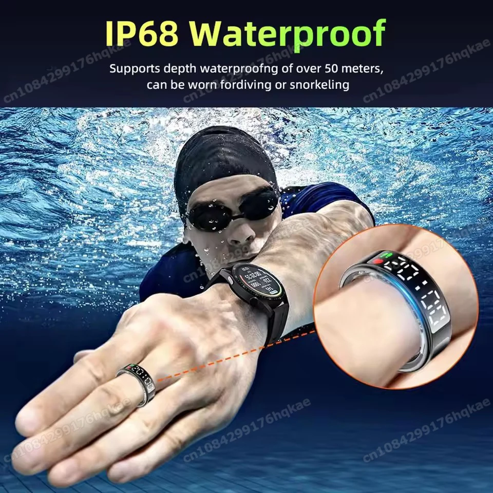 2025 New SR08 Smart Ring Men Women LED Display Screen Heart Rate Blood Oxygen Monitoring 5ATM Waterproof Multi Sports Modes Gift thumbnail 4