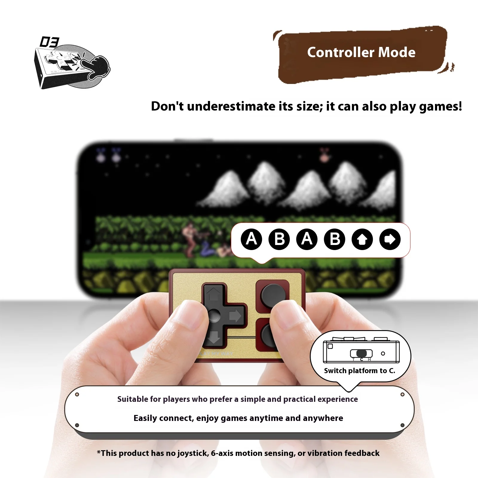 IINE Gamebrick Mini Wireless Controller Bluetooth Multi-Function Gamepad Joystick Remote Control Suitable thumbnail 5