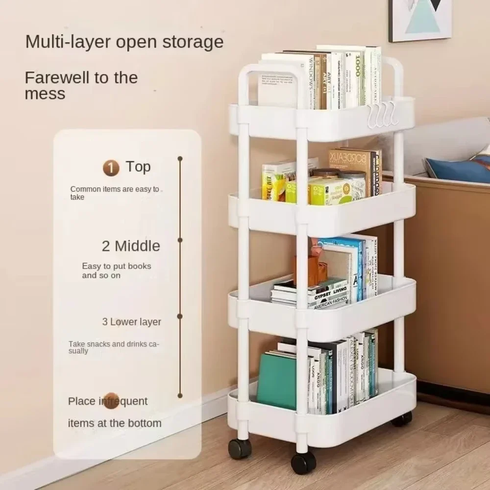 3/4Layer Trolley Organizer Mobile Bathroom Bathroom Storage Trolley Rack Household Kitchen Multifunctional Cart with Wheels thumbnail 4