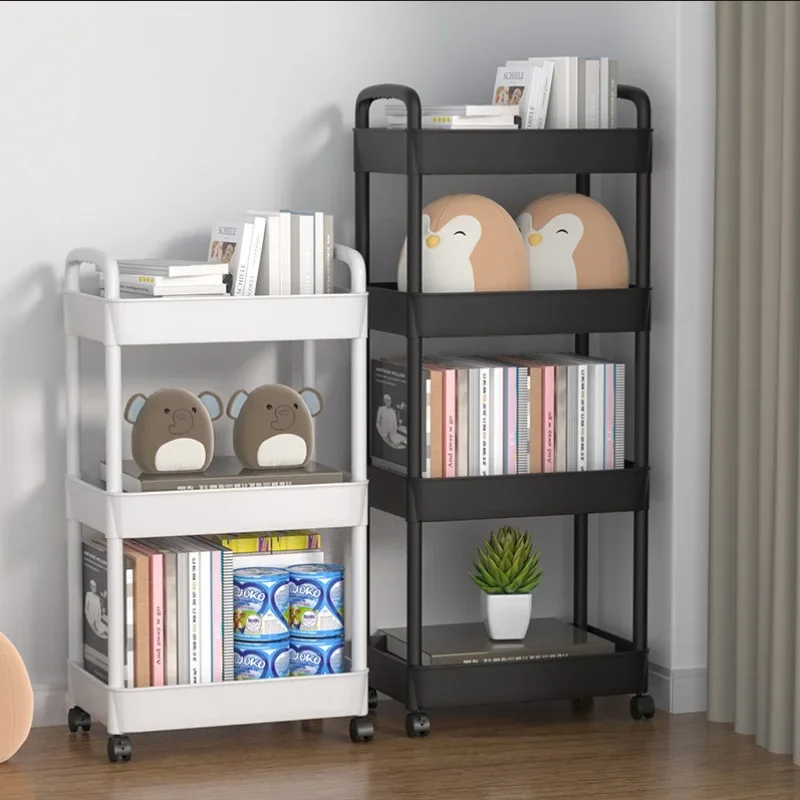 3/4Layer Trolley Organizer Mobile Bathroom Bathroom Storage Trolley Rack Household Kitchen Multifunctional Cart with Wheels thumbnail 6