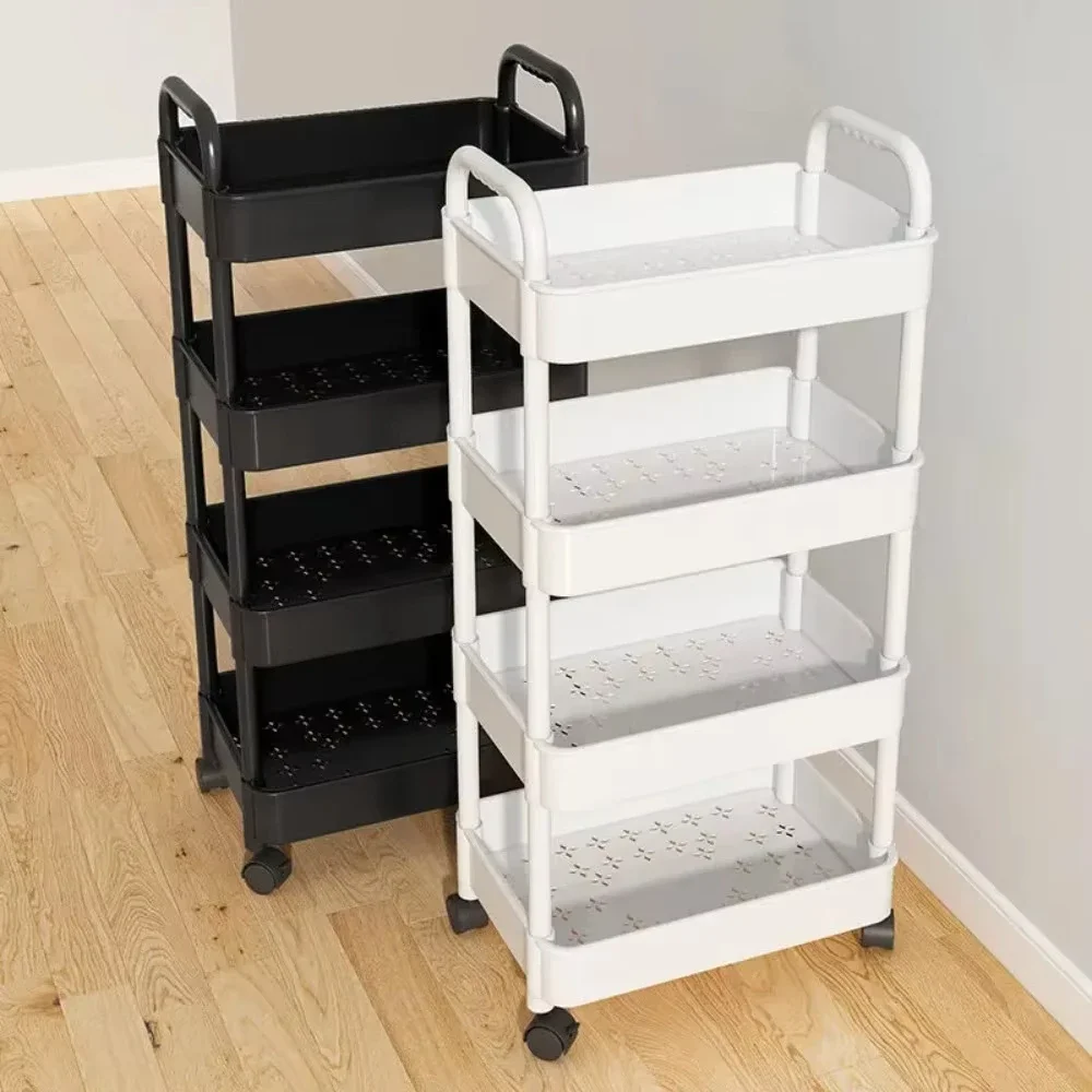 3/4Layer Trolley Organizer Mobile Bathroom Bathroom Storage Trolley Rack Household Kitchen Multifunctional Cart with Wheels thumbnail 3