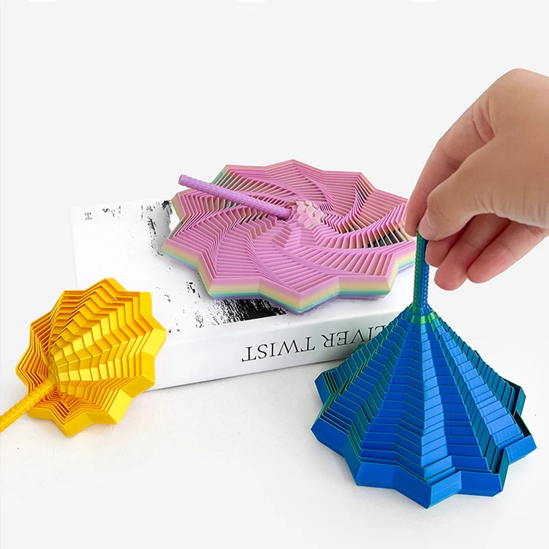 3D Printing Expanded Sensory Fidget Star Model Visual Illusion Hexagon Whirling Spiral Ornaments Stress Relief Board Game thumbnail 2