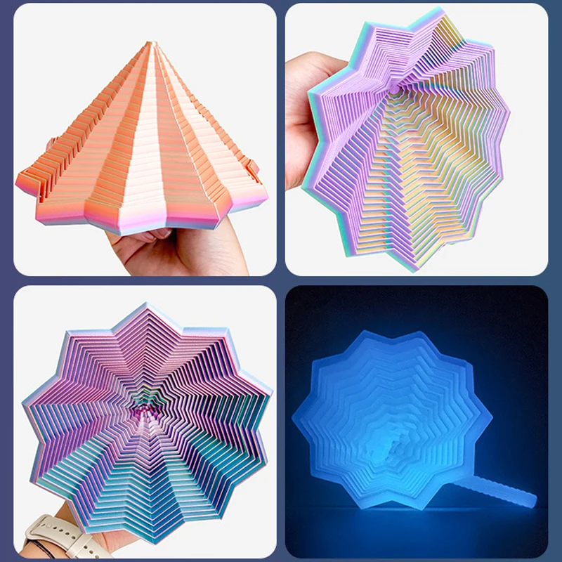 3D Printing Expanded Sensory Fidget Star Model Visual Illusion Hexagon Whirling Spiral Ornaments Stress Relief Board Game thumbnail 6