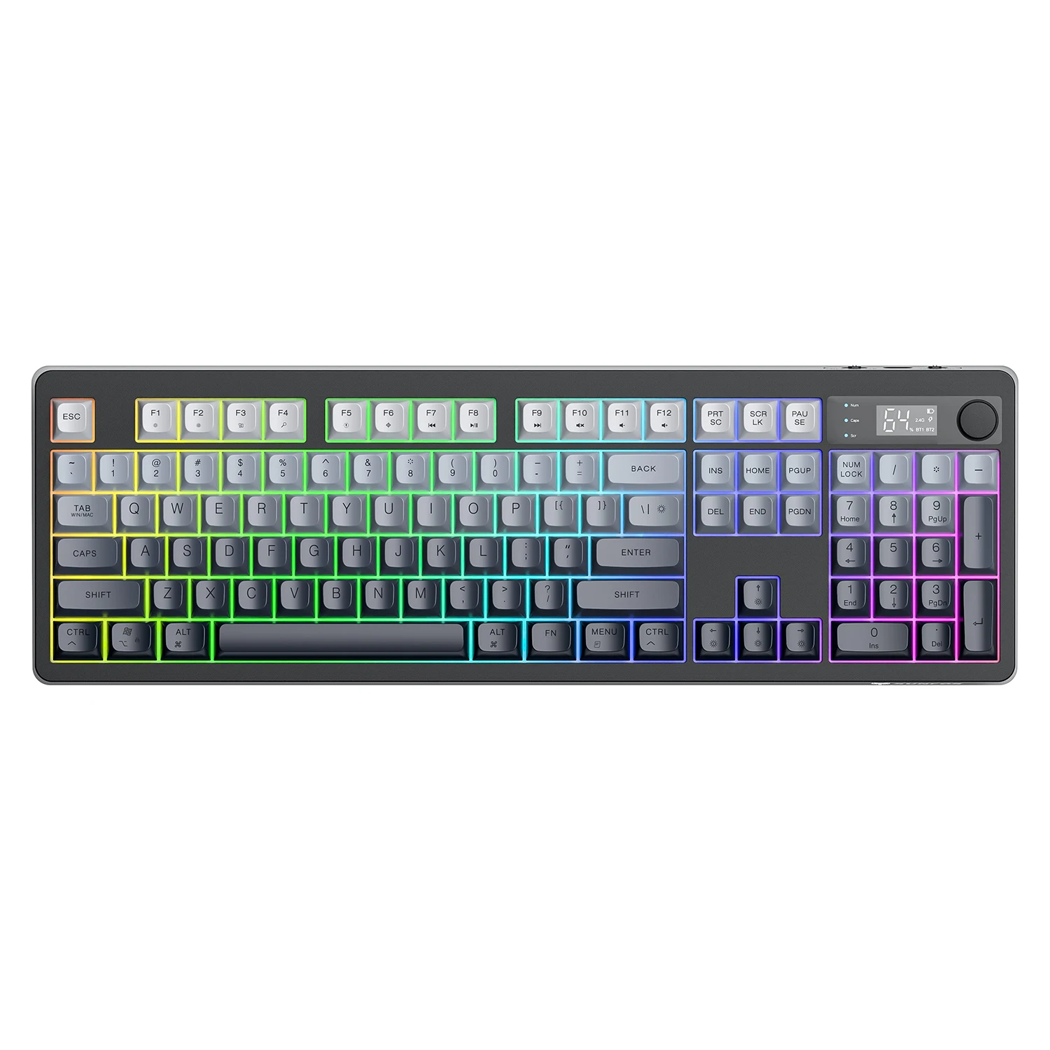 XUNFOX TK100 Bluetooth wireless dual-mode keyboard TFT smart screen desktop laptop office e-sports game RGB light effect thumbnail 6