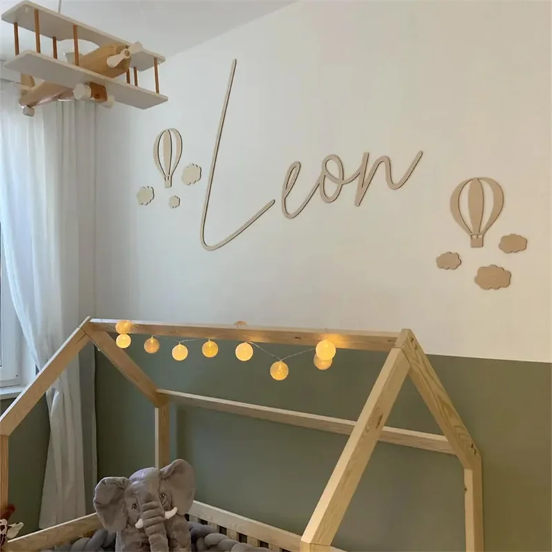 13Pcs Ins Wooden Hot Air Balloon Cloud Star Set Wall Stickers Home Decoration Background Wooden Wall Stickers Holiday Decoration Wall Crafts Cute Wooden Balloon Wall Stickers for Boys and Girls' Rooms Homestay Coffee Bar Decorative Wall Decorations thumbnail 4