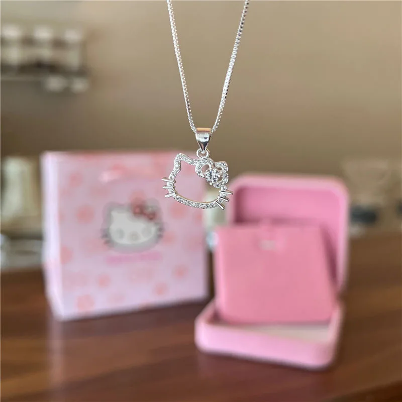 Kawaii Hello Kitty Necklace:Cute Cartoon Clavicle Chain Pendant–Women's Simple White Elegant Jewelry,Fashion Friend&Couple Gift