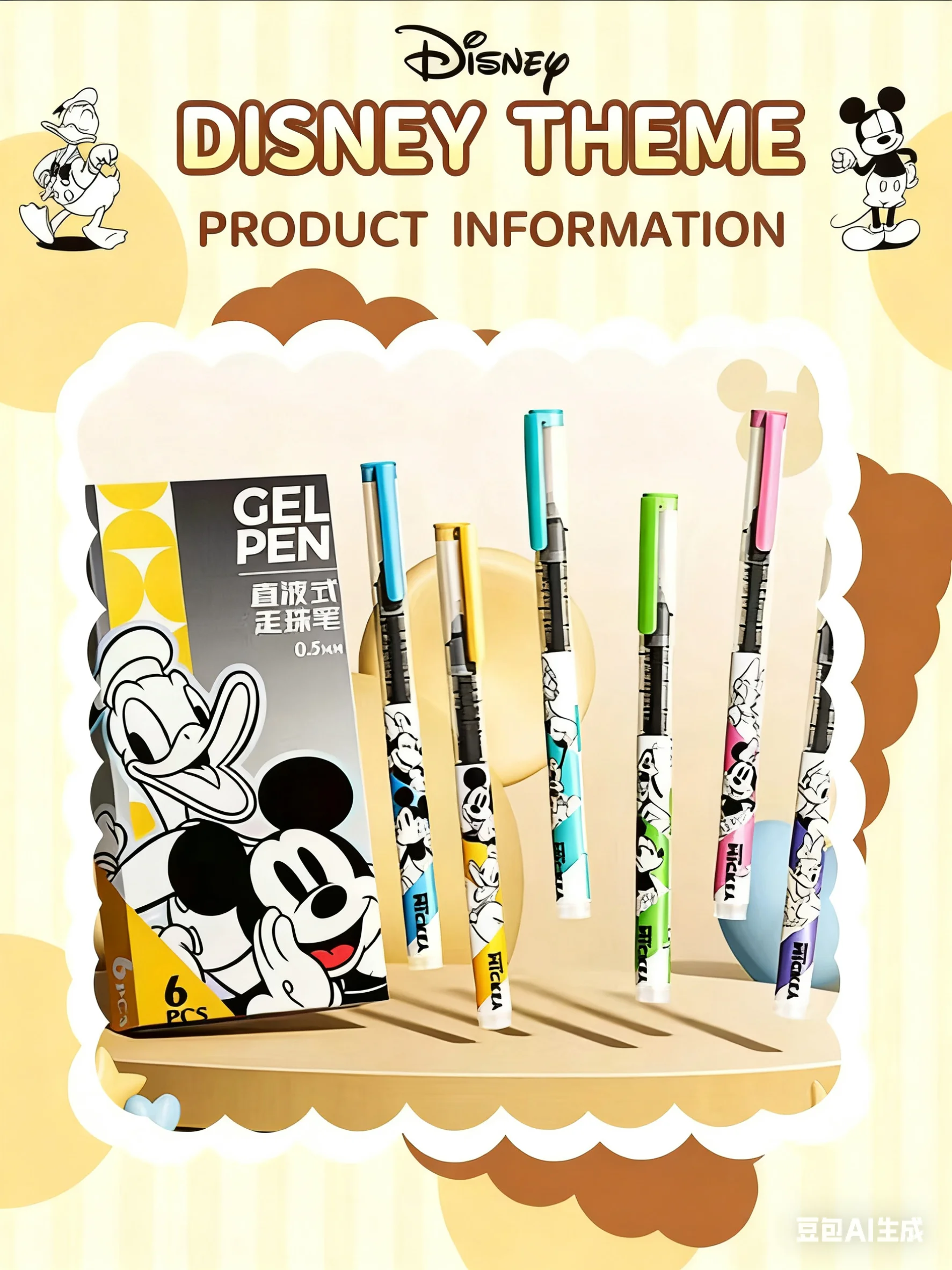 Cute Mickey Mouse 6pcs Gel Pens – kawaii Designs, Smooth Ink for School Supplies, Office Use, Journals & Gifts! Loved by ! thumbnail 3