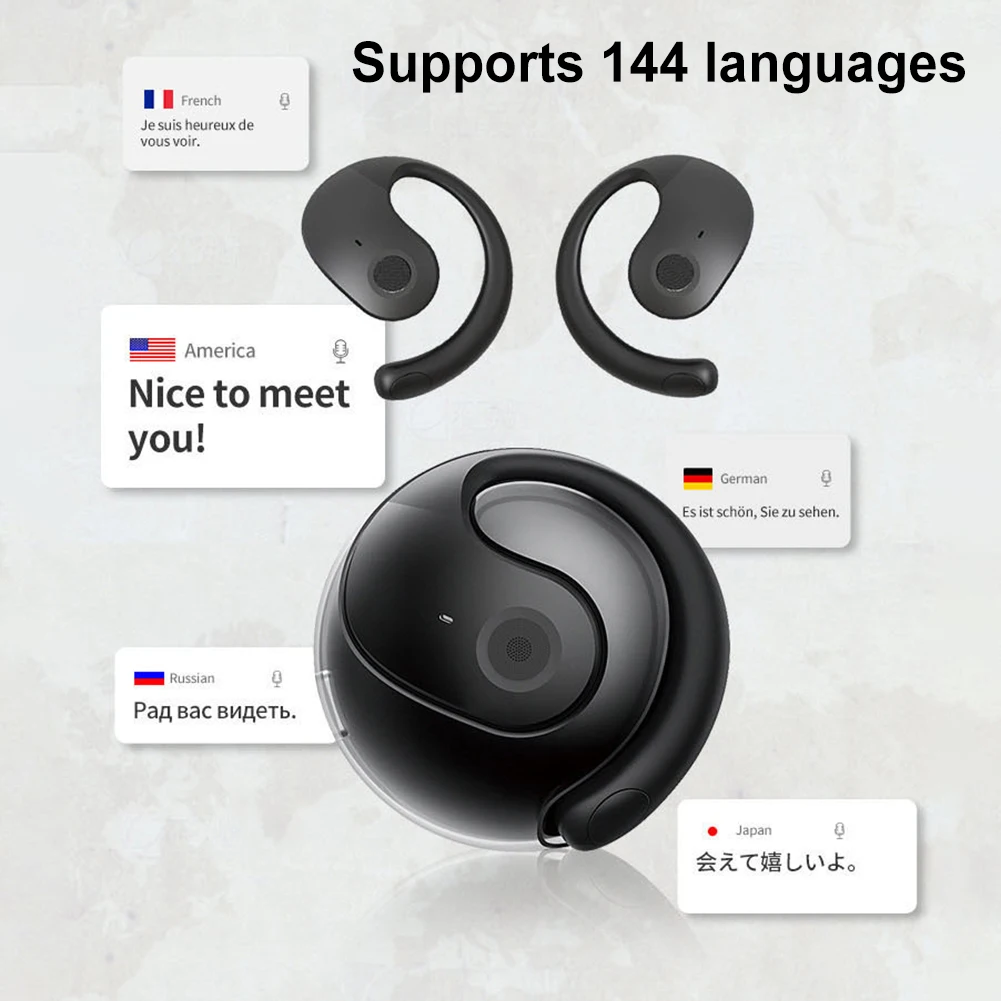 Wireless BT AI Real-time Voice Translation Earphones 144 Languages Smart Ear Headphone Translator for Business Travel Learning thumbnail 6