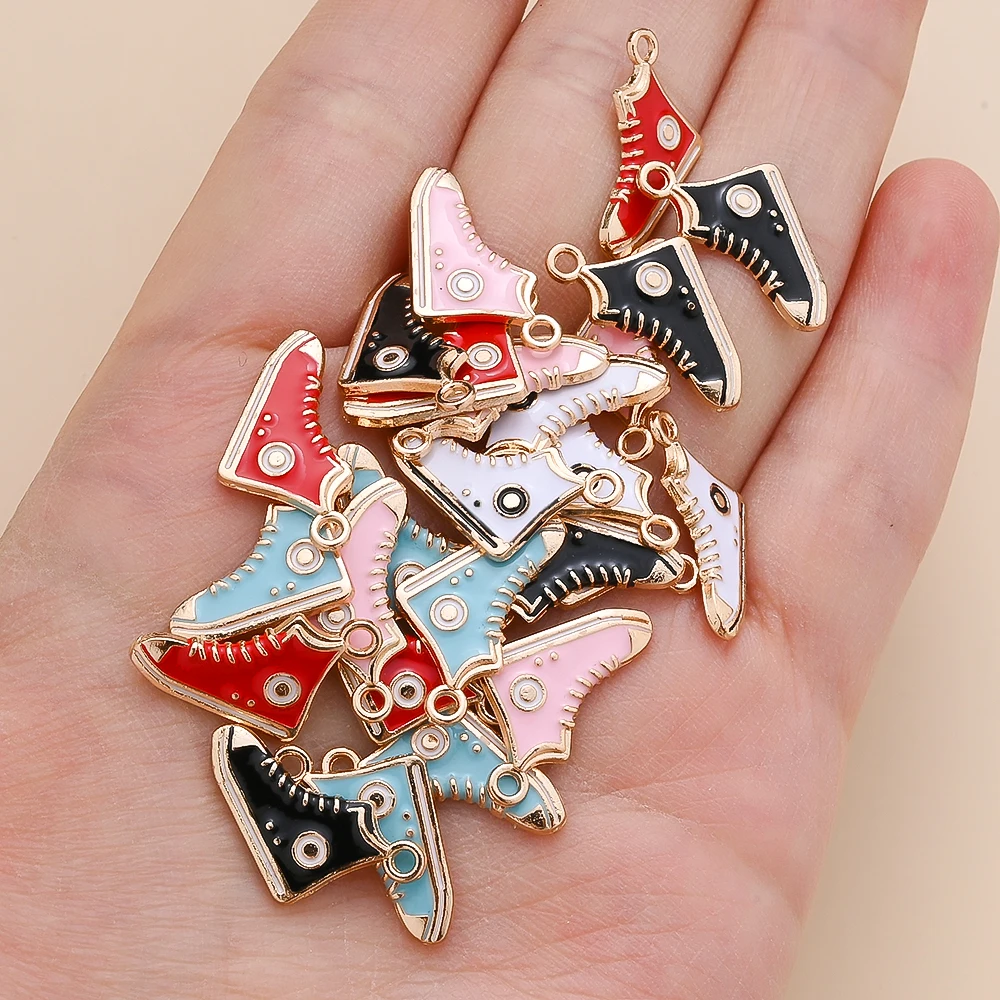 10Pcs 12x15mm Enamel Gym Sports Shoes Charms Pendants For Bracelets Earrings Sneaker Charms Handmade Jewelry Findings Diy Making thumbnail 2