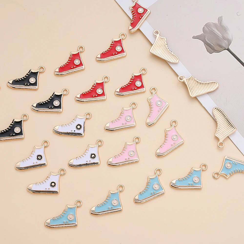 10Pcs 12x15mm Enamel Gym Sports Shoes Charms Pendants For Bracelets Earrings Sneaker Charms Handmade Jewelry Findings Diy Making thumbnail 4