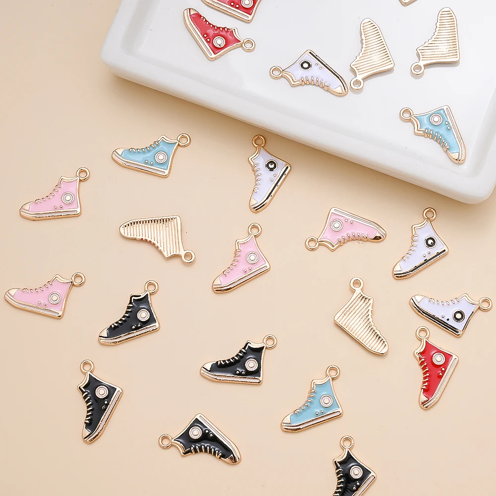 10Pcs 12x15mm Enamel Gym Sports Shoes Charms Pendants For Bracelets Earrings Sneaker Charms Handmade Jewelry Findings Diy Making thumbnail 6