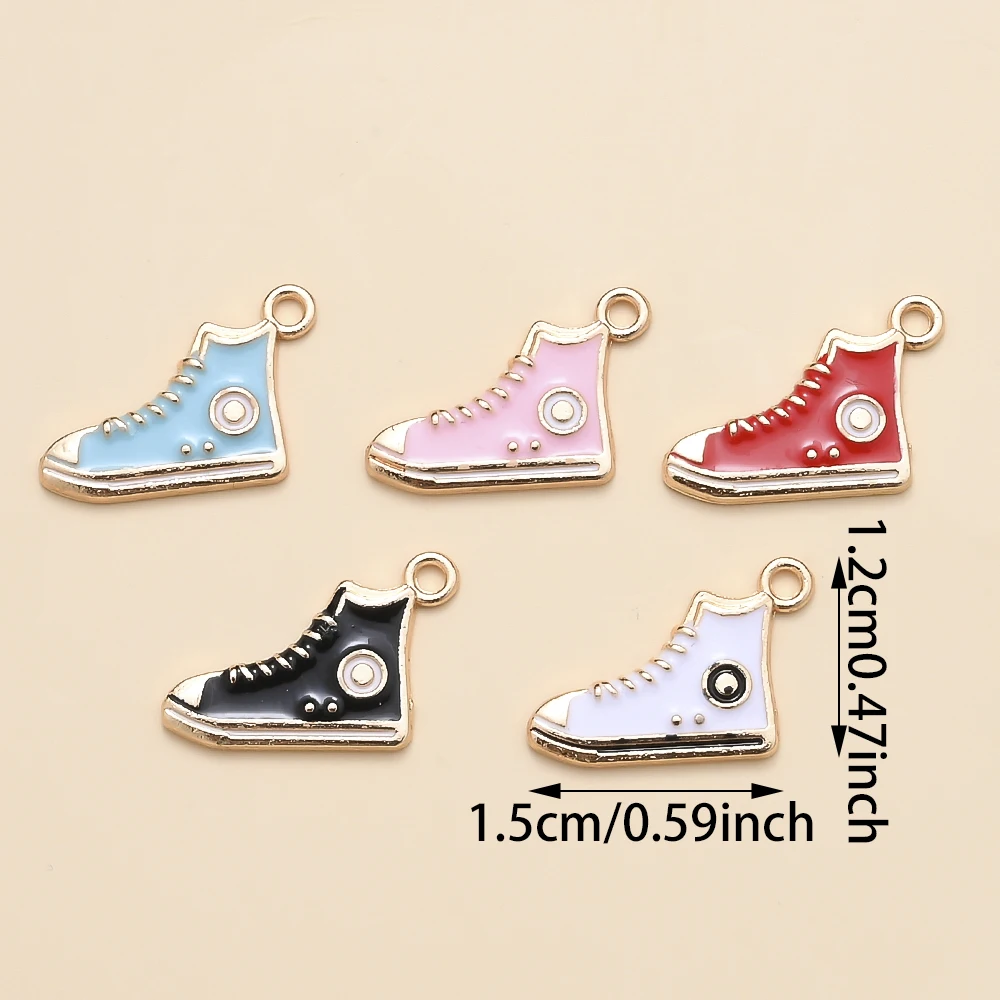 10Pcs 12x15mm Enamel Gym Sports Shoes Charms Pendants For Bracelets Earrings Sneaker Charms Handmade Jewelry Findings Diy Making thumbnail 5