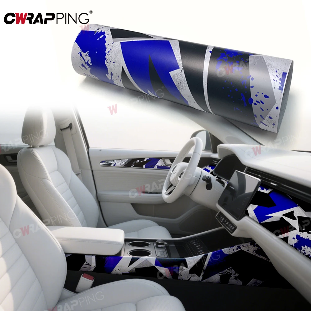 Automotive Vinyl Car Wrap Street Culture Car Film Covering Blue Ink Splashing Motorcycle Sticker Self-adhesive Camouflage Vinyls thumbnail 4
