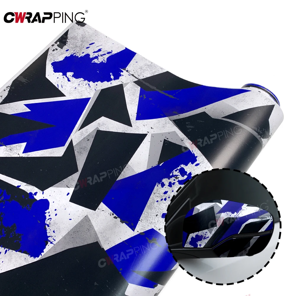 Automotive Vinyl Car Wrap Street Culture Car Film Covering Blue Ink Splashing Motorcycle Sticker Self-adhesive Camouflage Vinyls thumbnail 5
