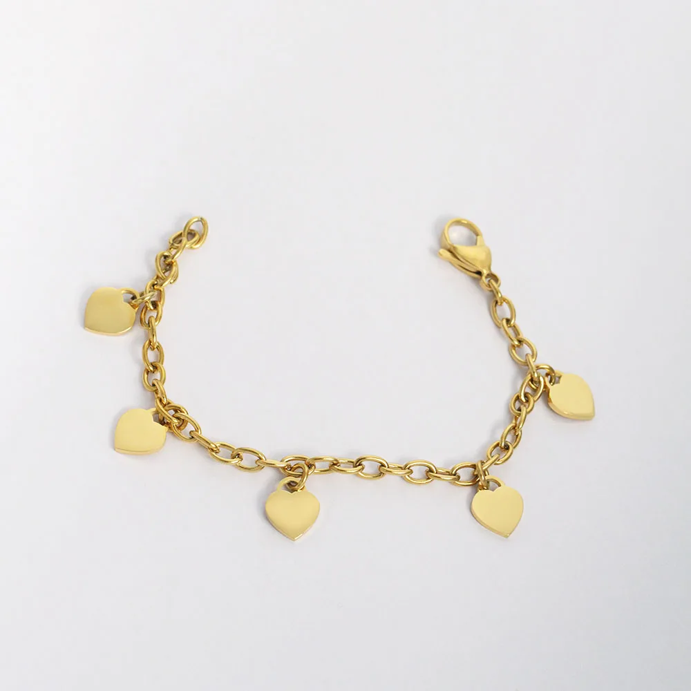 Personalized Heart Charms Bracelet • Engraved Dainty Love Pendants with Names • Custom made for Mom Grandma Wife • Christmas thumbnail 6