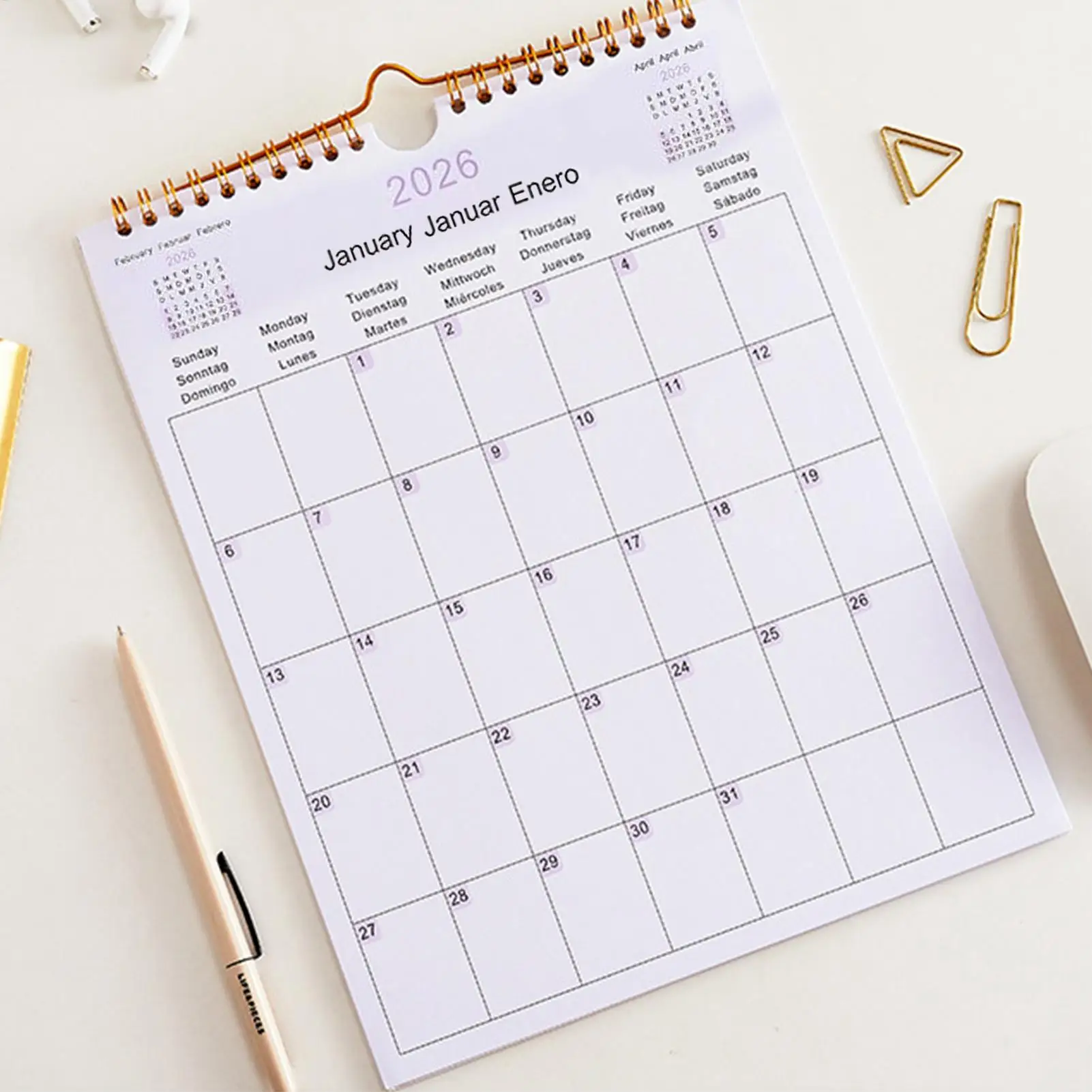 2026 Wall Calendar Multilingual 12-Month Coil Planner - Modern Decorative Calendar for Home, Classroom, Office & Living Room thumbnail 3